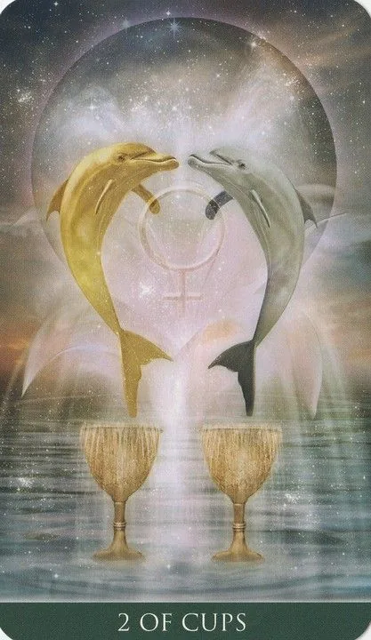 2 of Cups card from the Thelema Tarot deck