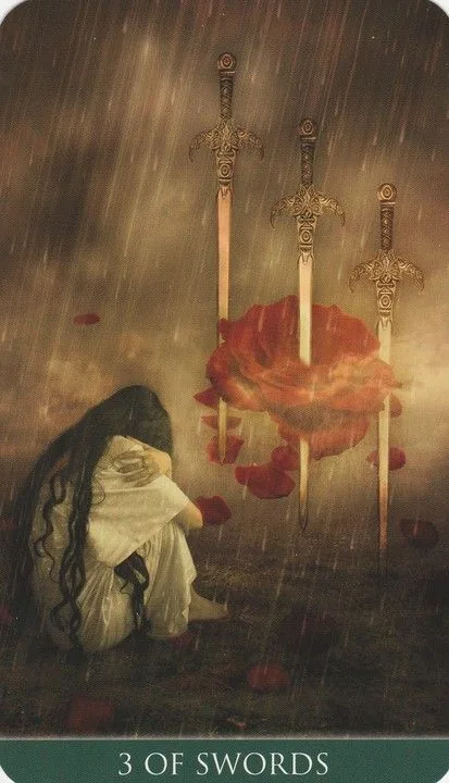 3 of Swords card from the Thelema Tarot deck