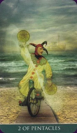 2 of Pentacles card from the Thelema Tarot deck