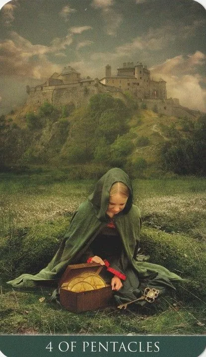 4 of Pentacles card from the Thelema Tarot deck