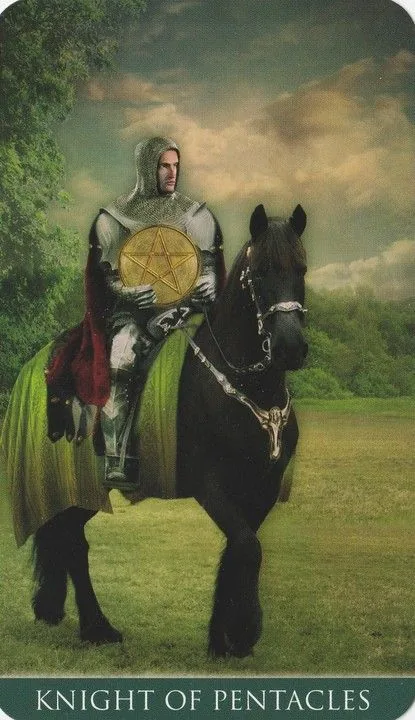 Knight of Pentacles card from the Thelema Tarot deck