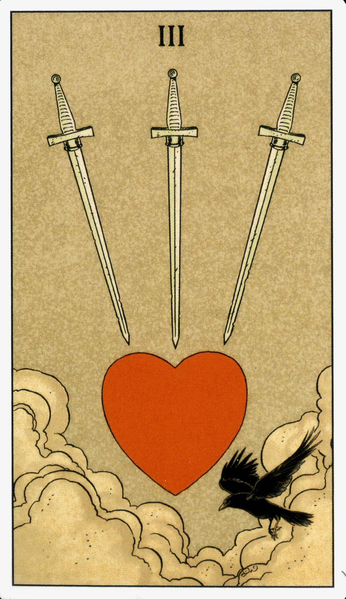 Three of Swords card from the Before Tarot deck by Lo Scarabeo