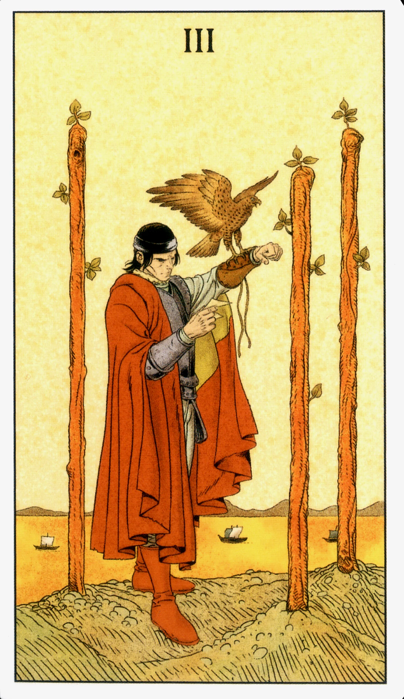 Three of Wands — Before Tarot by Lo Scarabeo Three of Wands card from the Before Tarot deck by Lo Scarabeo