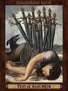 10 of Swords card from the Touchstone Tarot deck