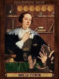 6 of Coins card from the Touchstone Tarot deck