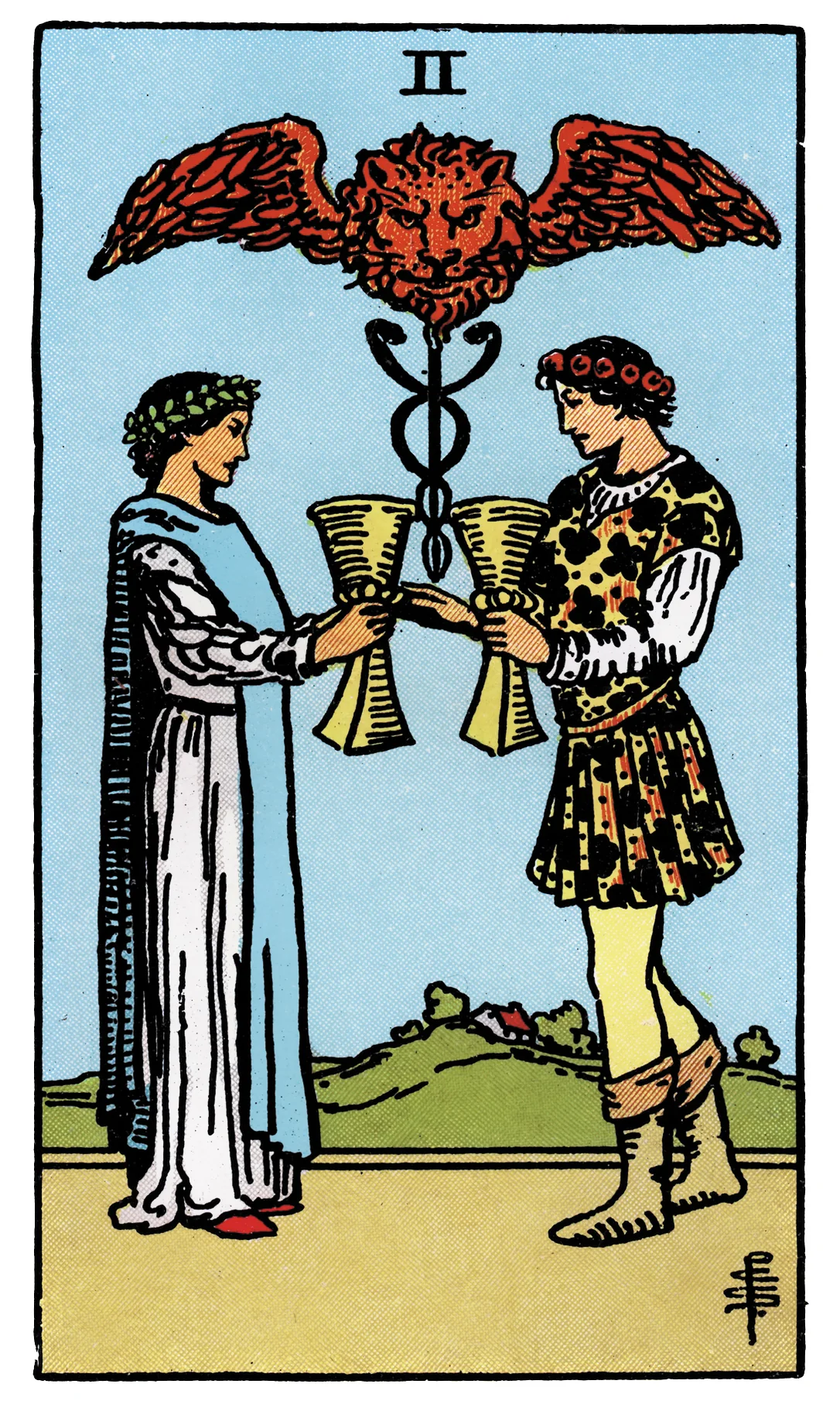 Two of Cups card from the Rider-Waite-Smith Tarot deck by Rider