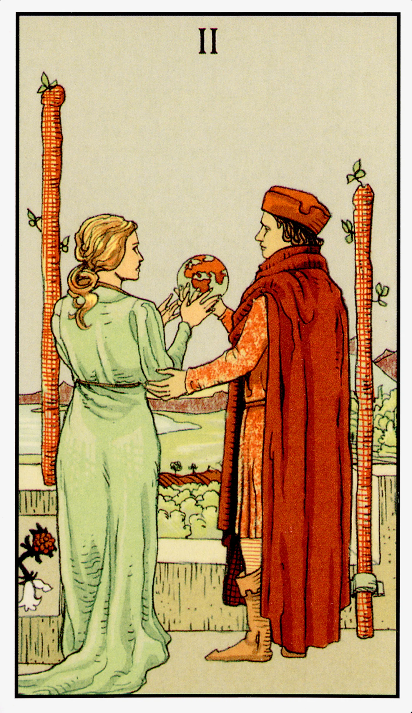 Two of Wands card from the After Tarot deck by Lo Scarabeo