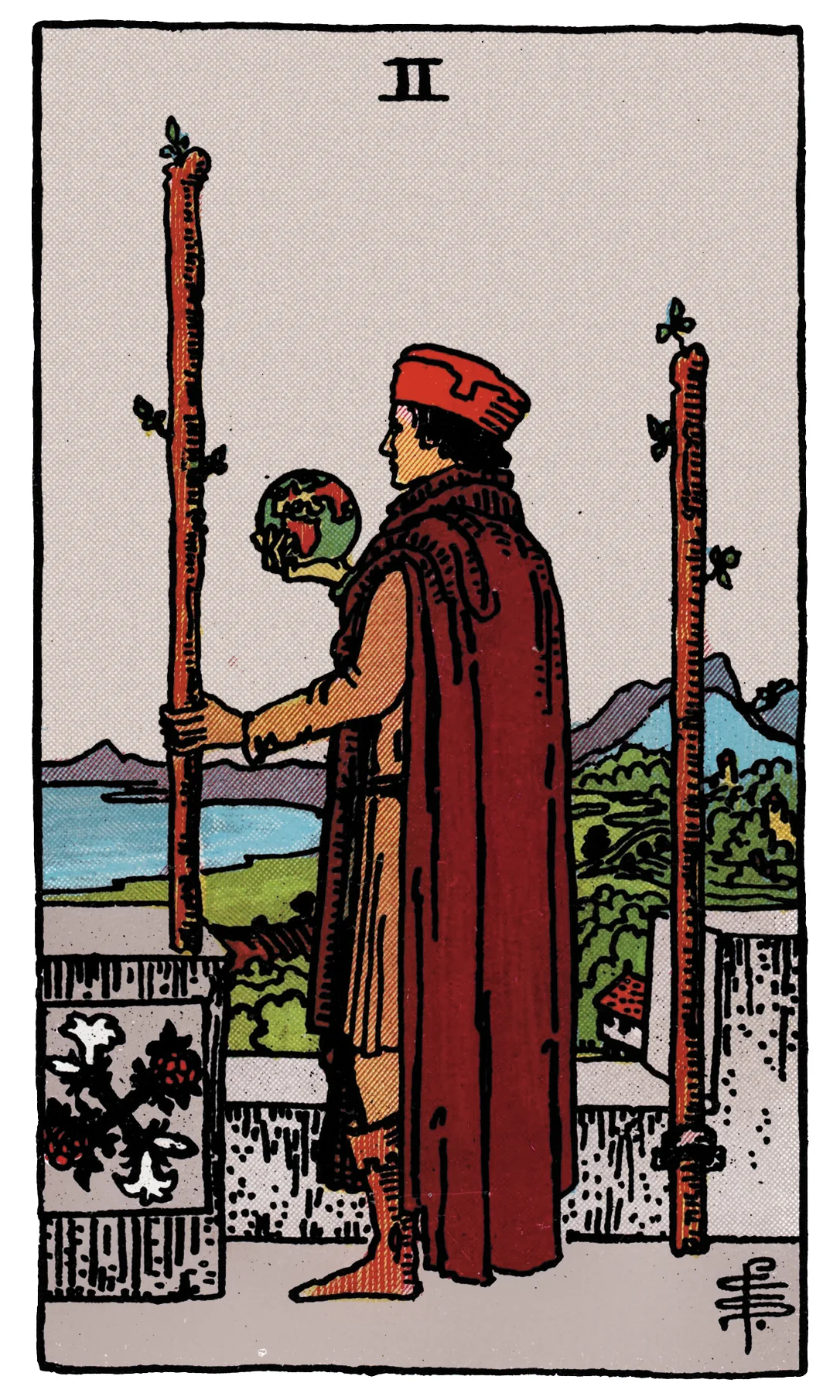 Two of Wands card from the Rider-Waite-Smith Tarot deck by Rider