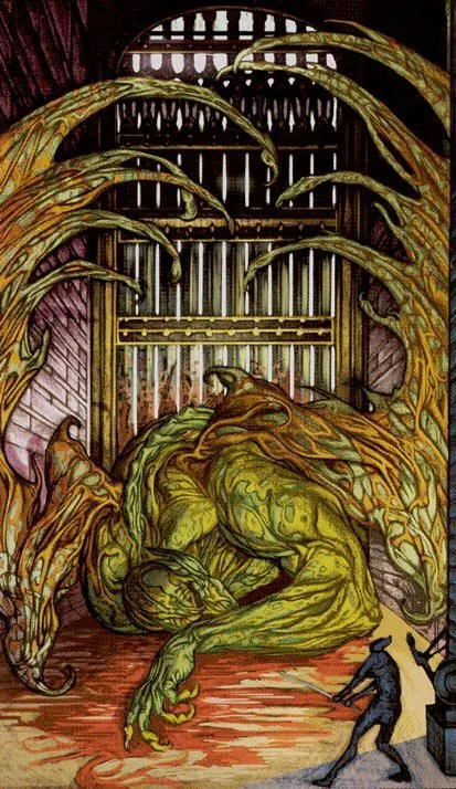 Eight of Swords card from the Universal Fantasy Tarot deck
