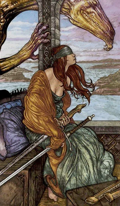 Two of Swords card from the Universal Fantasy Tarot deck