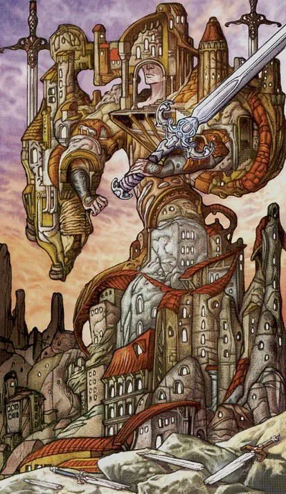 Five of Swords card from the Universal Fantasy Tarot deck