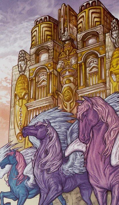 The Chariot card from the Universal Fantasy Tarot deck