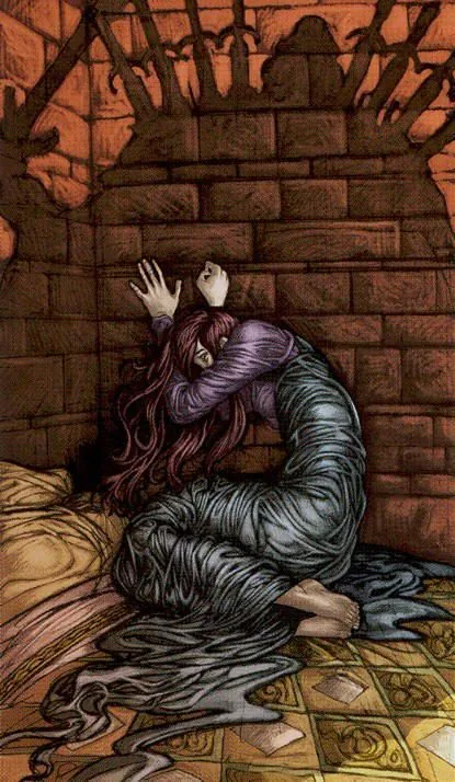 Five of Cups card from the Universal Fantasy Tarot deck