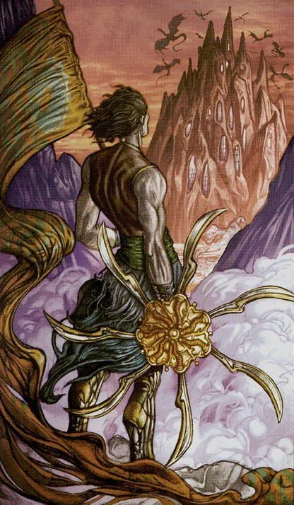 Five of Pentacles card from the Universal Fantasy Tarot deck