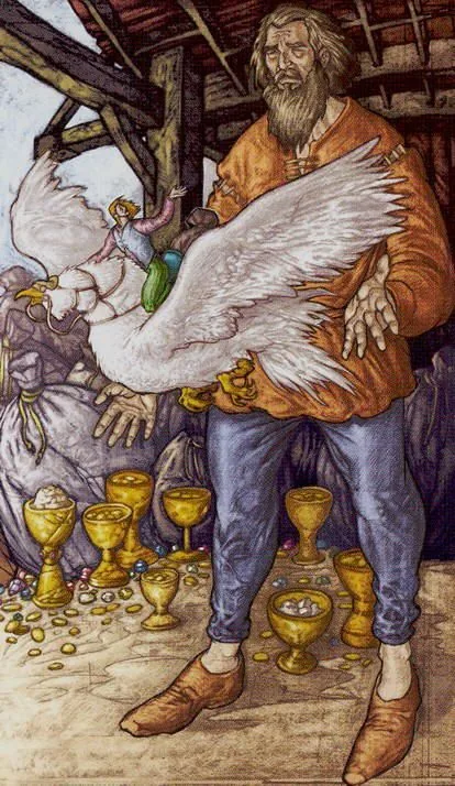 Eight of Cups card from the Universal Fantasy Tarot deck