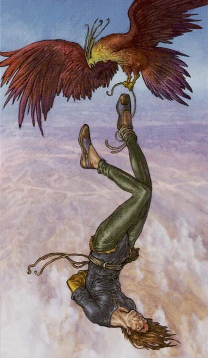 The Hanged Man card from the Universal Fantasy Tarot deck