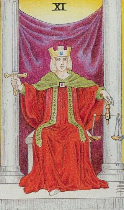 Justice card from the Universal Waite Tarot deck