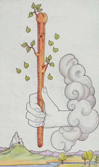 Ace of Wands card from the Universal Waite Tarot deck