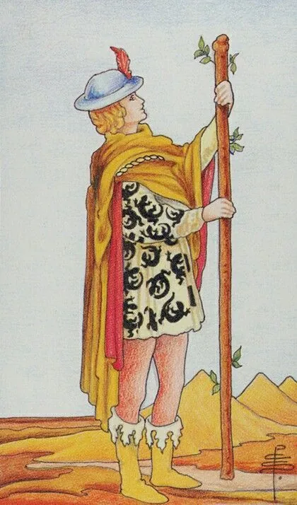 Page of Wands card from the Universal Waite Tarot deck