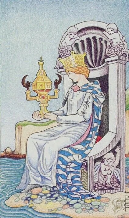 Queen of Cups card from the Universal Waite Tarot deck