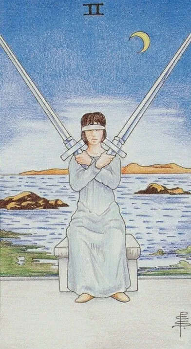 2 of Swords card from the Universal Waite Tarot deck