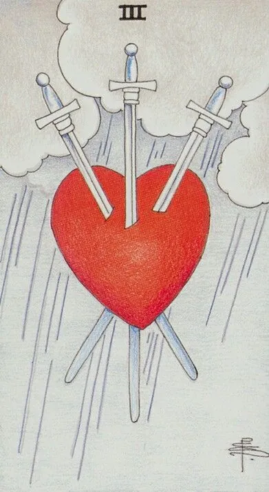3 of Swords card from the Universal Waite Tarot deck