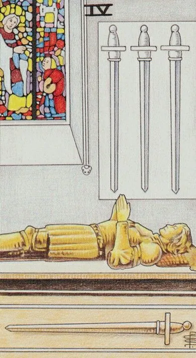 4 of Swords card from the Universal Waite Tarot deck