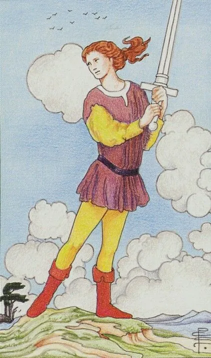 Page of Swords card from the Universal Waite Tarot deck