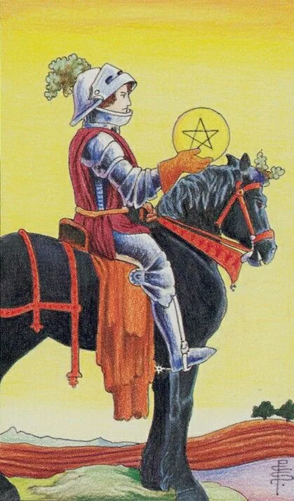 Knight of Pentacles card from the Universal Waite Tarot deck