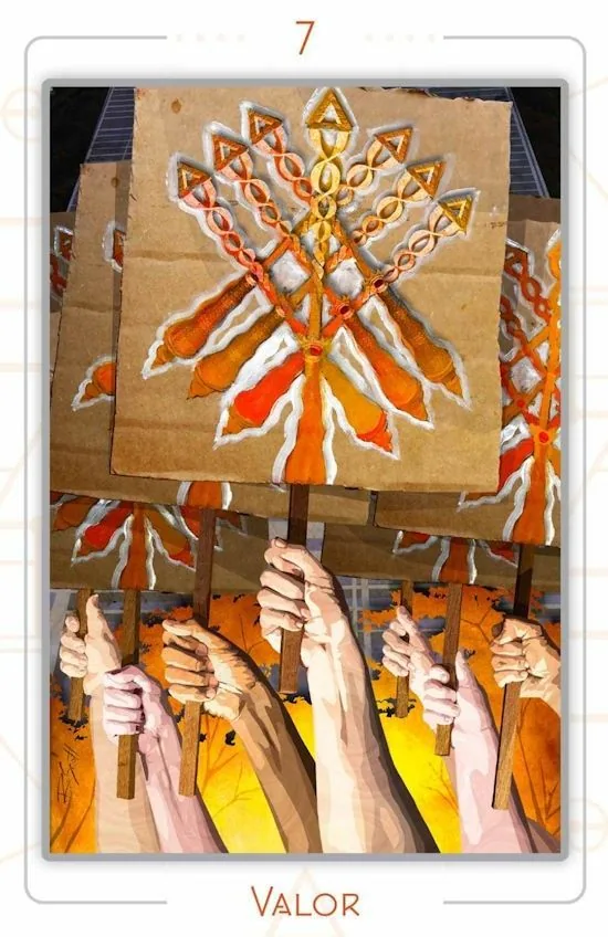 7 of Wands - Valour card from The Urban Tarot deck