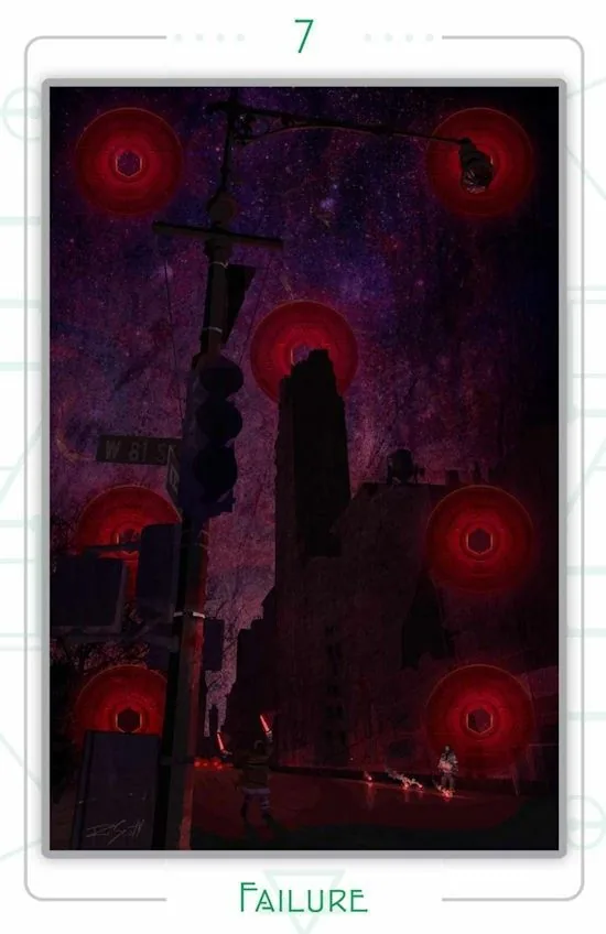 7 of Disks - Failure card from The Urban Tarot deck
