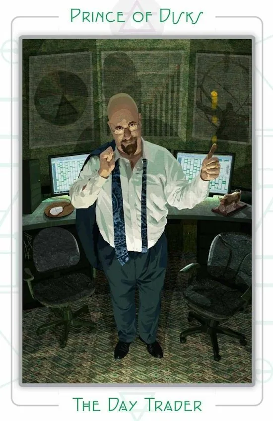 Prince of Disks card from The Urban Tarot deck