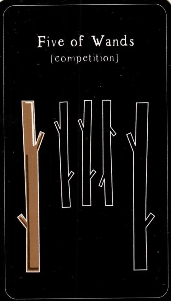 5 of Wands card from the The Vibrant Soul Tarot deck