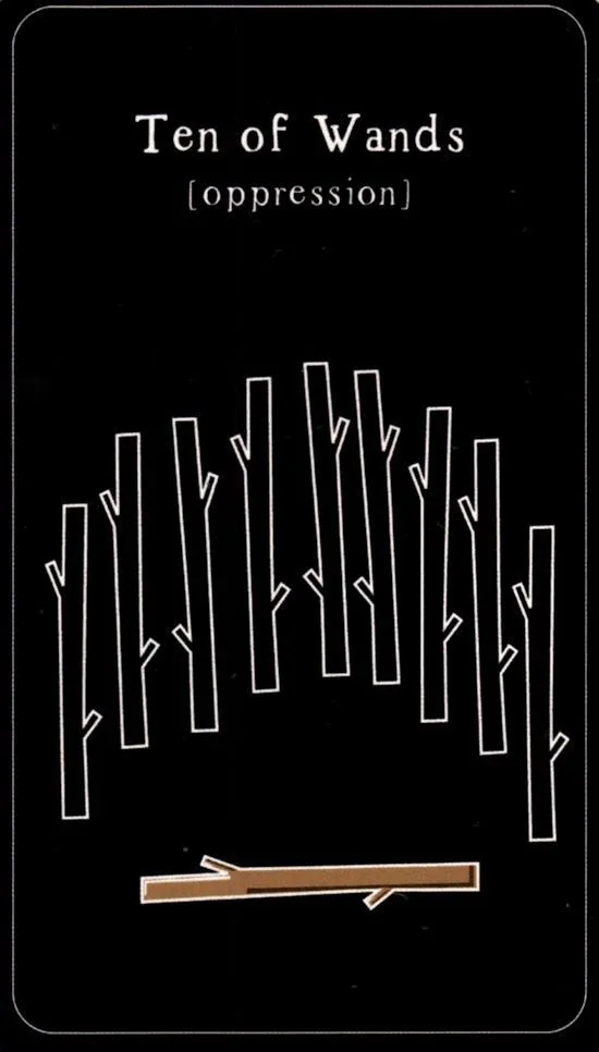 10 of Wands card from the The Vibrant Soul Tarot deck