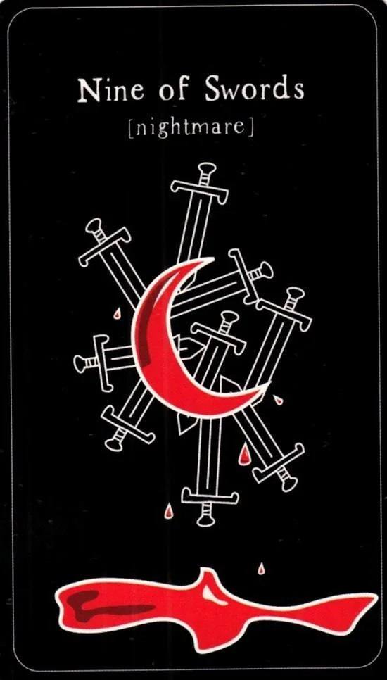 9 of Swords card from the The Vibrant Soul Tarot deck