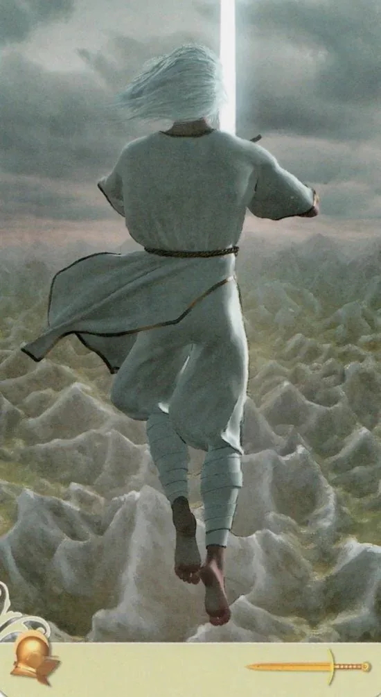 Knight of Swords card from the Vice Versa Tarot deck