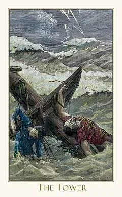 Tower card from the Victorian Romantic Tarot deck