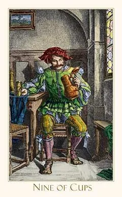 9 of Cups card from the Victorian Romantic Tarot deck