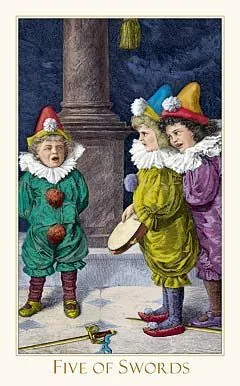 5 of Swords card from the Victorian Romantic Tarot deck