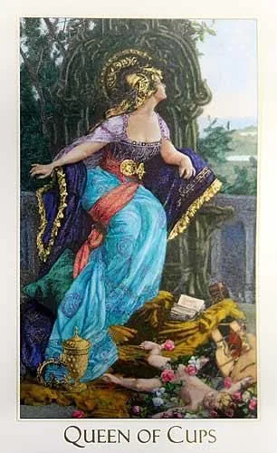 Queen of Cups card from the Victorian Romantic Tarot deck