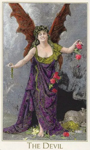 Devil card from the Victorian Romantic Tarot deck