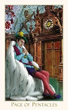 Page of Pentacles card from the Victorian Romantic Tarot deck
