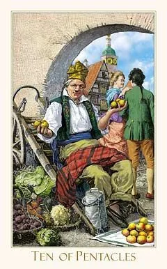 10 of Pentacles card from the Victorian Romantic Tarot deck