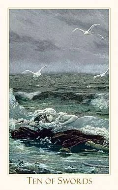 10 of Swords card from the Victorian Romantic Tarot deck