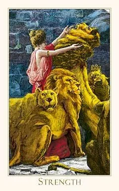 Strength card from the Victorian Romantic Tarot deck