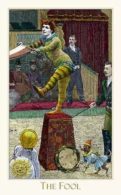 Fool card from the Victorian Romantic Tarot deck