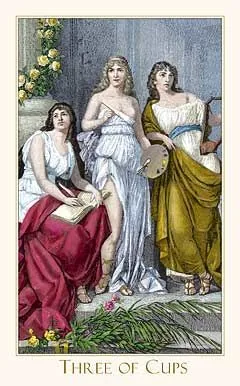 3 of Cups card from the Victorian Romantic Tarot deck