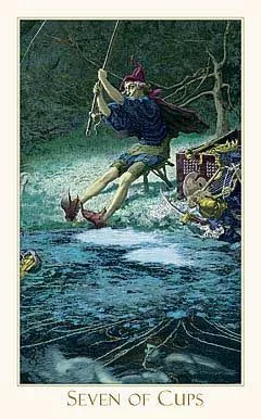7 of Cups card from the Victorian Romantic Tarot deck