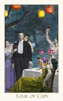 4 of Cups card from the Victorian Romantic Tarot deck