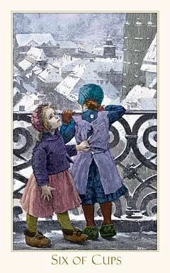 6 of Cups card from the Victorian Romantic Tarot deck